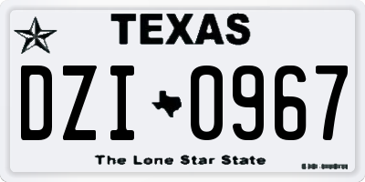 TX license plate DZI0967