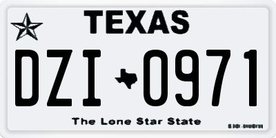 TX license plate DZI0971