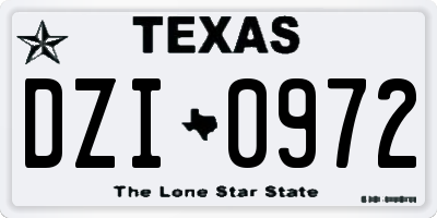 TX license plate DZI0972