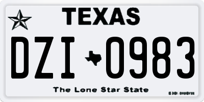 TX license plate DZI0983