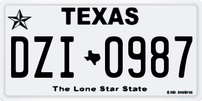 TX license plate DZI0987