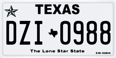 TX license plate DZI0988