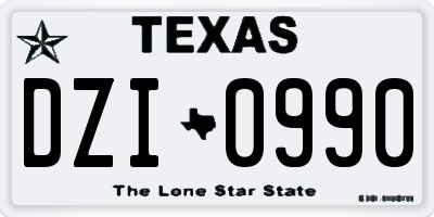 TX license plate DZI0990