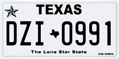 TX license plate DZI0991