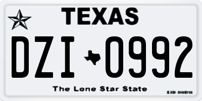 TX license plate DZI0992