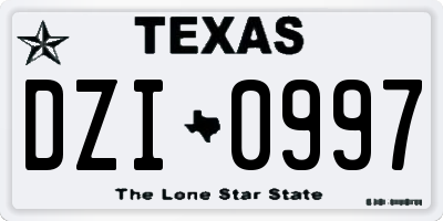 TX license plate DZI0997