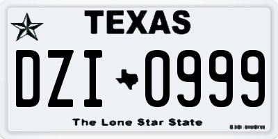 TX license plate DZI0999