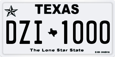 TX license plate DZI1000