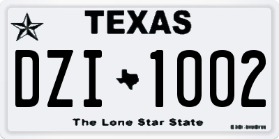 TX license plate DZI1002