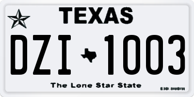TX license plate DZI1003