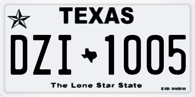TX license plate DZI1005