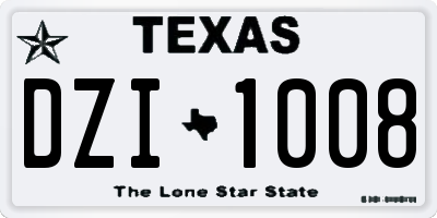 TX license plate DZI1008