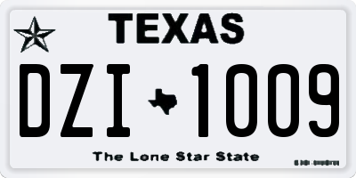 TX license plate DZI1009