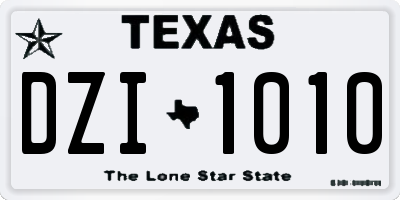 TX license plate DZI1010