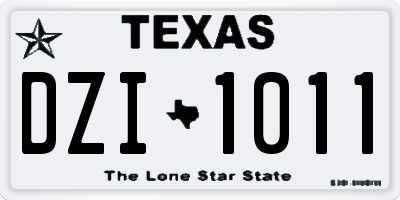 TX license plate DZI1011