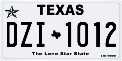 TX license plate DZI1012