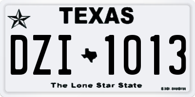 TX license plate DZI1013