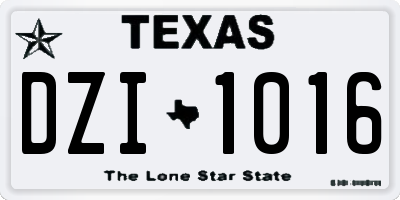 TX license plate DZI1016