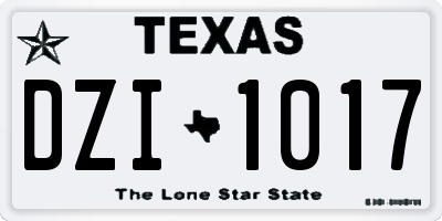 TX license plate DZI1017