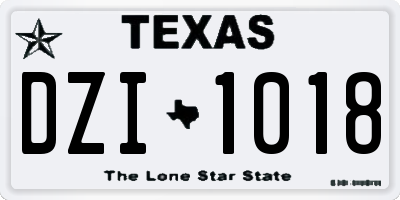 TX license plate DZI1018