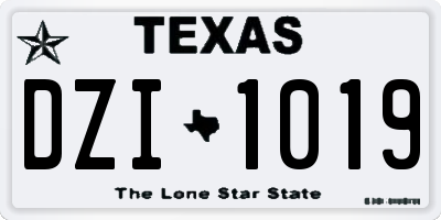 TX license plate DZI1019