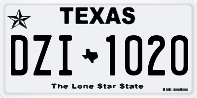 TX license plate DZI1020