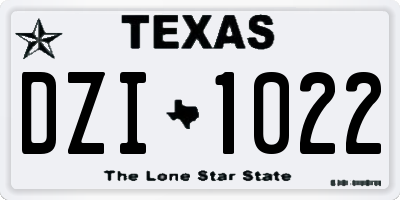 TX license plate DZI1022
