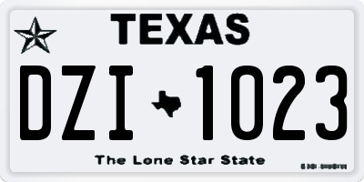 TX license plate DZI1023