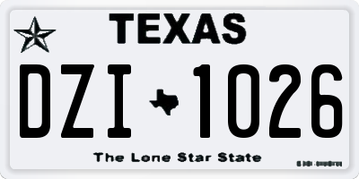 TX license plate DZI1026