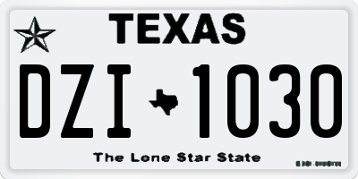 TX license plate DZI1030