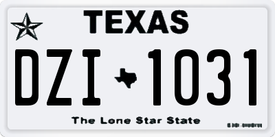 TX license plate DZI1031