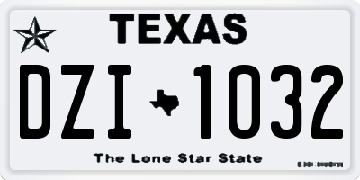 TX license plate DZI1032