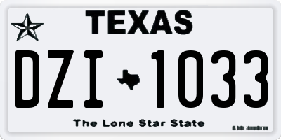 TX license plate DZI1033