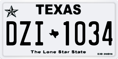 TX license plate DZI1034