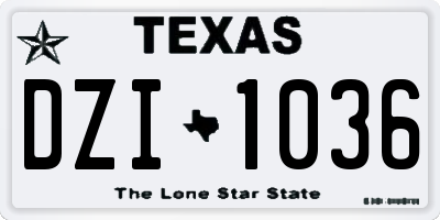 TX license plate DZI1036
