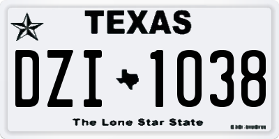 TX license plate DZI1038