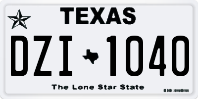 TX license plate DZI1040