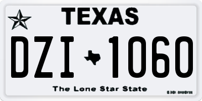 TX license plate DZI1060