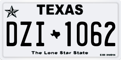 TX license plate DZI1062