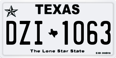 TX license plate DZI1063