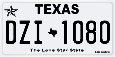 TX license plate DZI1080