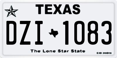 TX license plate DZI1083