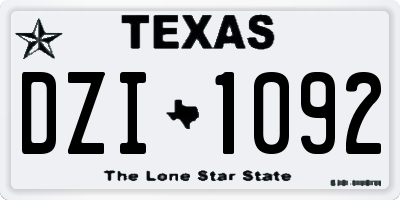 TX license plate DZI1092