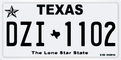 TX license plate DZI1102