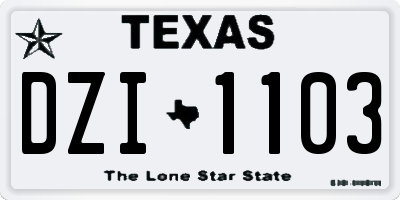TX license plate DZI1103
