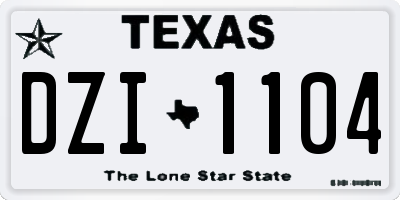 TX license plate DZI1104