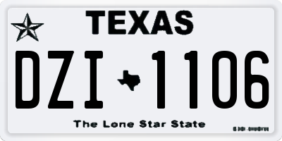 TX license plate DZI1106