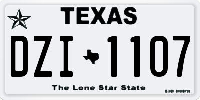 TX license plate DZI1107