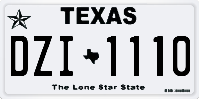 TX license plate DZI1110
