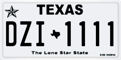 TX license plate DZI1111